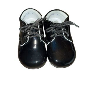 Tip Top Classic Black Shiny Kids Wedding Ring Bearer Tuxedo Shoes Size 4